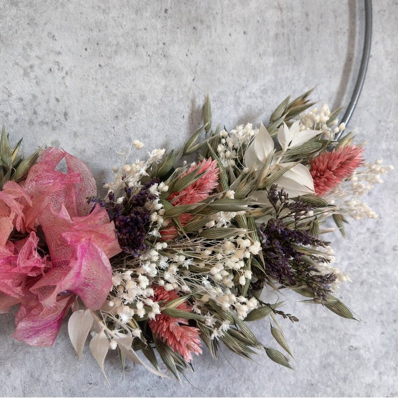 Trockenblumenkranz, Flowerhoop, Dried Flowers, Boho, Wandkranz, 25 oder 30cm, rosa image 5