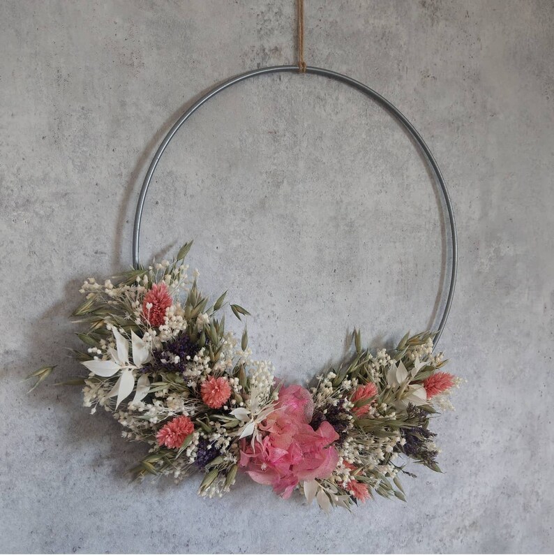 Trockenblumenkranz, Flowerhoop, Dried Flowers, Boho, Wandkranz, 25 oder 30cm, rosa image 2