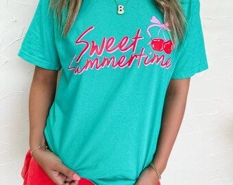 Sweet Summertime,  Summer Graphic Tee, Distress Graphic T-Shirt, Summer, Comfort Colors Graphic Tee