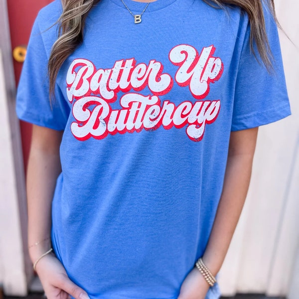 Batter Up Buttercup Graphic T-Shirt, Baseball Season, Baseball Tee, MLB, summer, sports graphic tee