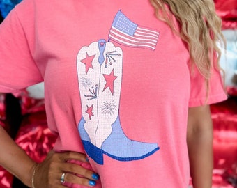 Liberty Boot, USA Era Graphic T-Shirt, Seasonal, 4th of July, Patriotic Tee