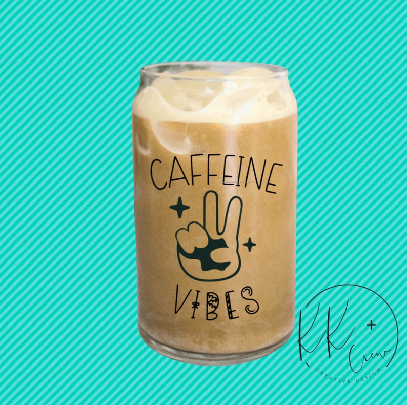 Custom Can Style Glass Beer Can Glass Caffeine Vibes Peace Etsy