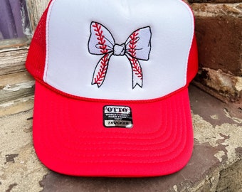 Baseball Bow, Baseball Hat, Baseball Season, Summer Trucker Hat