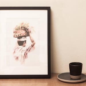 Balinese Offering Series 01, Balinese Man, Watercolor Art Print, Wall Art, Fine Art Home Decor, Handmade Print Gift, A4-A3