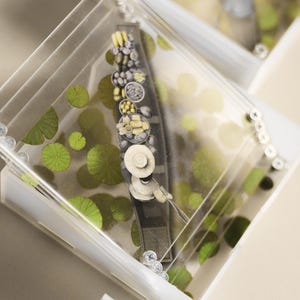 フローティングマーケット - 積み重ね可能なアクリルコースター、4枚セット、オリジナルプリントイラスト