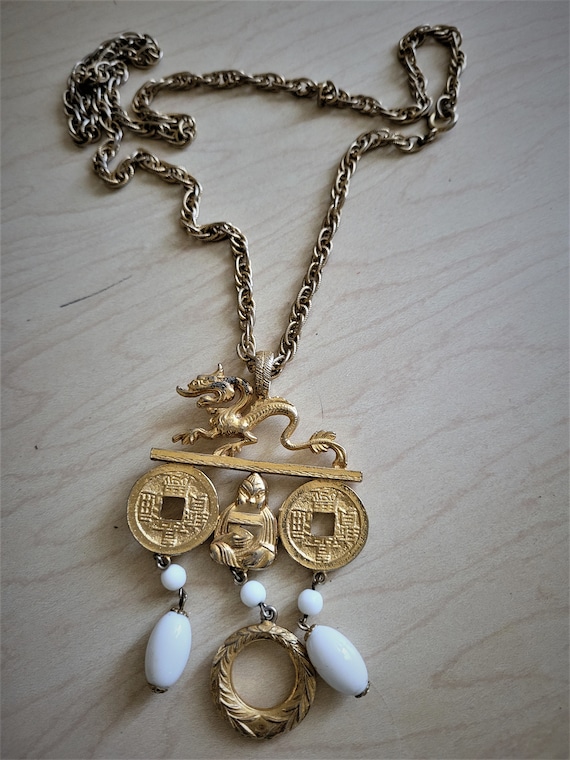 Vintage Kenneth Jay Lane pendant necklace with bo… - image 1