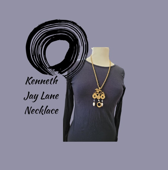 Vintage Kenneth Jay Lane pendant necklace with bo… - image 2