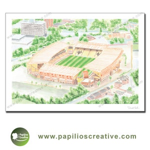 Wolverhampton Wanderers Football Club - Molineux - Fine Art Aquarell Limitierte Auflage Posterdruck