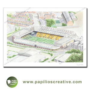 Norwich City Football Club - Carrow Road - Fine Art Aquarelle Édition Limitée affiche imprimée