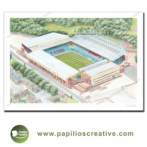 Aston Villa Football Club - Villa Park  (Study 2) - Fine Art Watercolour Limited Edition poster print
