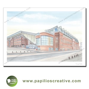 Rangers Football Club - Outside Ibrox Stadium - Fine Art Watercolour Limited Edition poster print