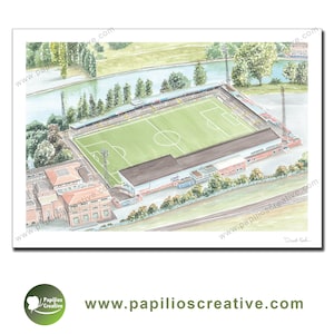 Shrewsbury Town FC - Gay Meadow - Impressão de pôster de edição limitada em aquarela de belas artes