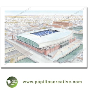 Everton Stadium - Bramley-Moore Dock - Fine Art Watercolour Limited Edition poster print