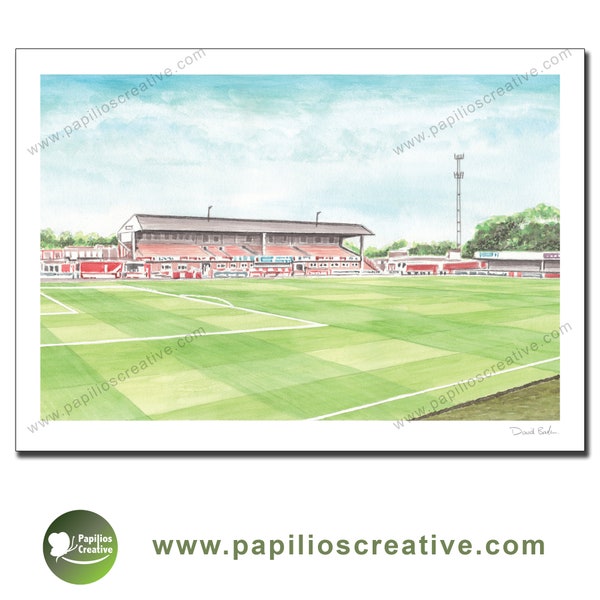 Cheltenham Town Football Club - Inside Whaddon Road  - Fine Art Watercolour Limited Edition poster print