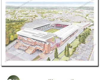 Aston Villa Football Club - Villa Park  (Study 1) - Fine Art Watercolour Limited Edition poster print