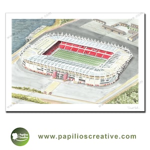 Middlesbrough Football Club - The Riverside Stadium - Fine Art Aquarell Limited Edition Posterdruck