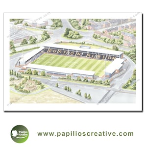 Burton Albion Football Club - Pirelli Stadium - Fine Art Aquarell Posterdruck in limitierter Auflage