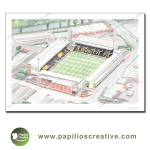Notts County Football Club - Meadow Lane - Fine Art Aquarell Posterdruck in limitierter Auflage
