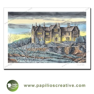 Baskerville Hall, Hound of the Baskervilles 1939 pen and watercolour Limited Edition print
