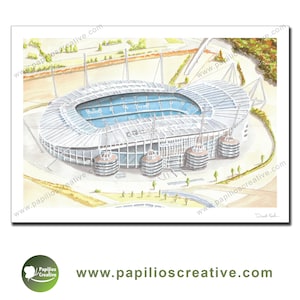 Manchester City Football Club - The Etihad Stadium - Fine Art Watercolour Limited Edition poster print