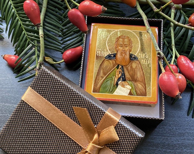Icon of Saint Sergius of Radonezh Small Wooden Icon of the Great Saint