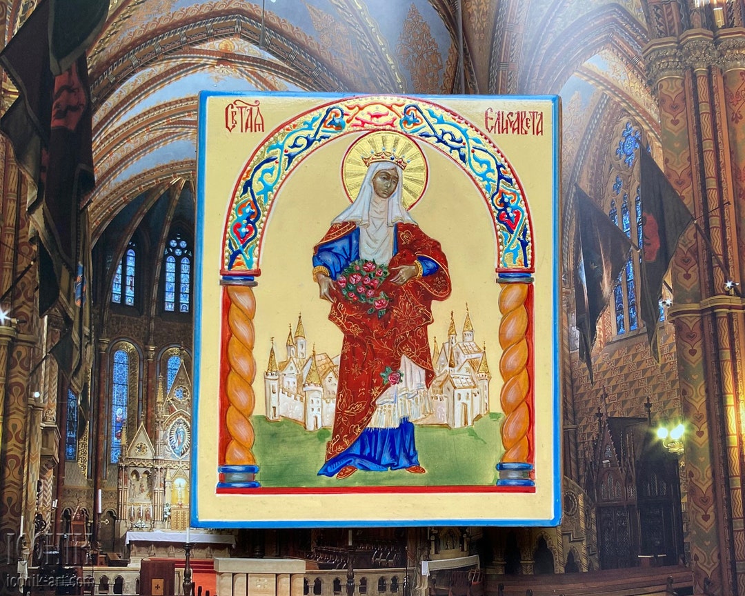 St Elizabeth of Hungary Icon of Szent Erzsébet Handpainted - Etsy