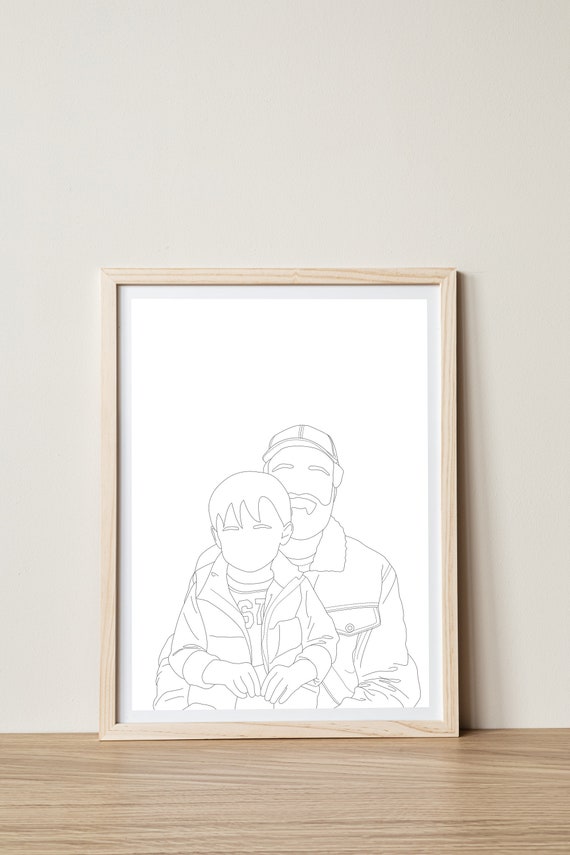 Line Artwork Couple portrait black ink Gift for her. Faceless line custom portrait Digital family portrait Personalised faceless art
