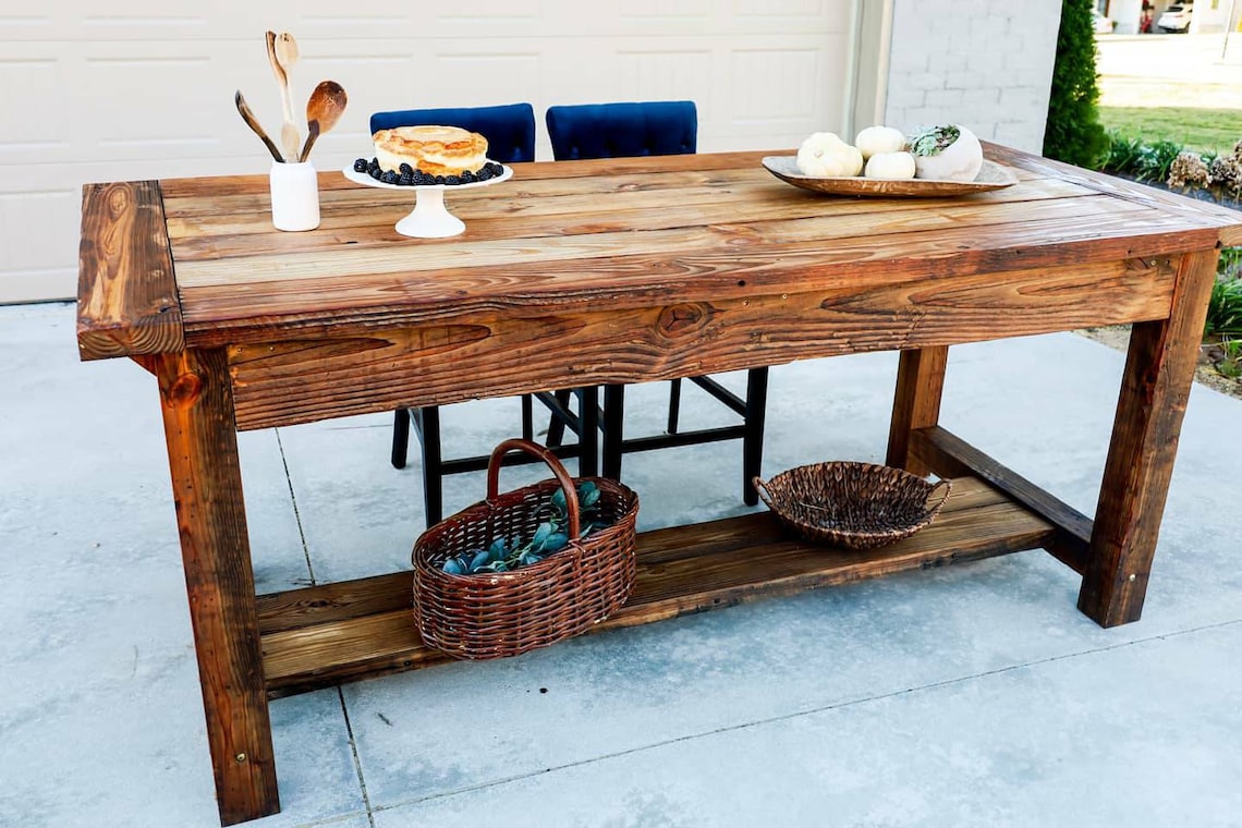 Rustic and primitive kitchen island made.from reclaimed Etsy