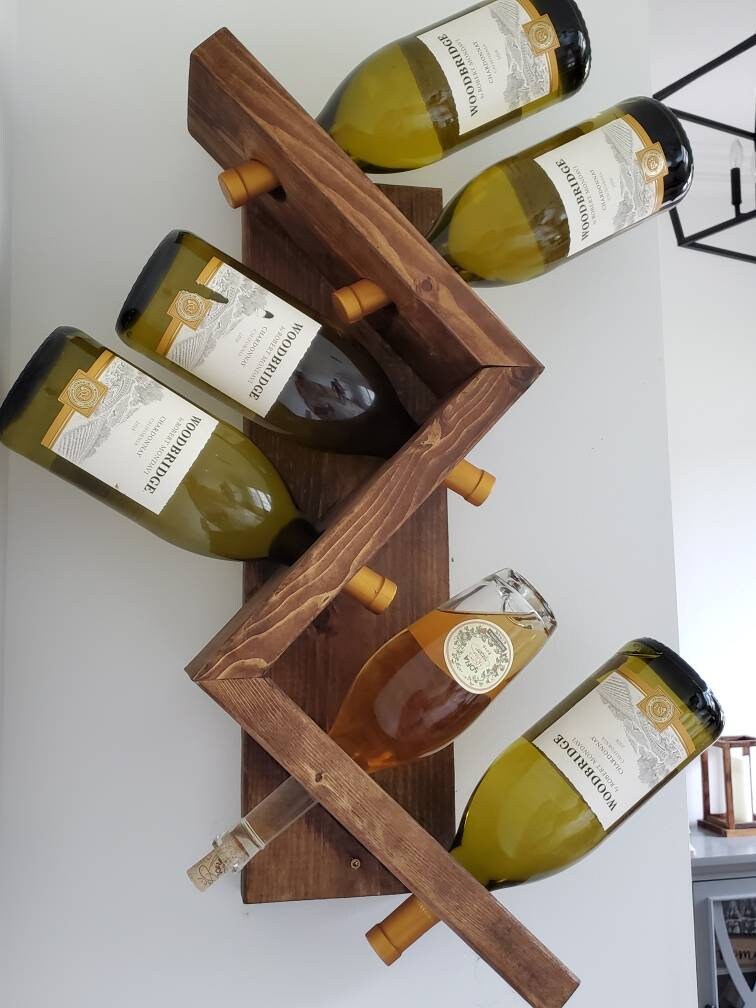 Rustic zig zag wine rack made from reclaimed wood. Farmhouse Etsy