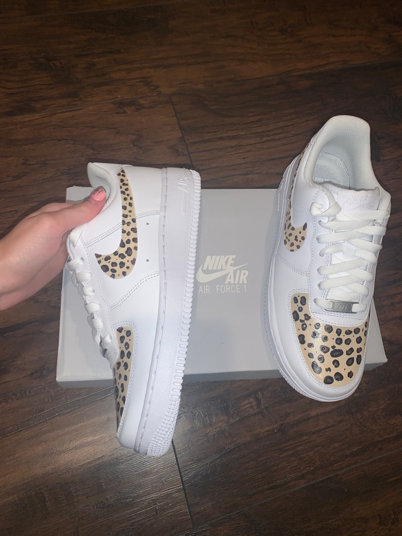Customized cheetah print Air Force ones | Etsy
