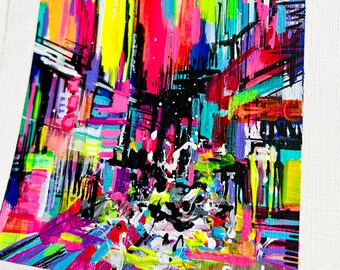 抽象的な都市風景 / アクリル画 *オリジナル - Etsy 日本