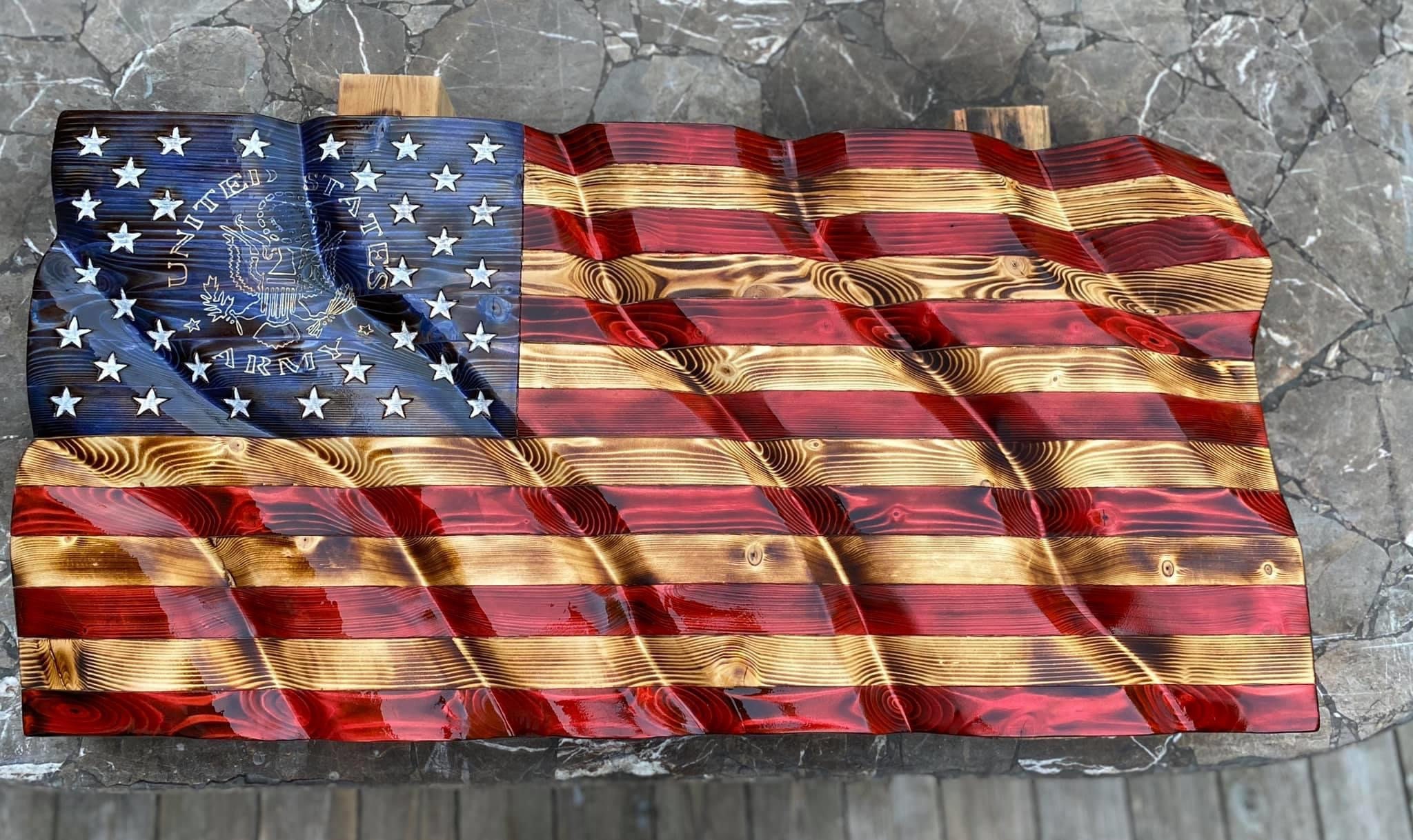 Hand carved Wooden American Flag Etsy.de