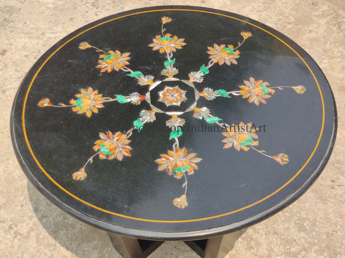 Black Marble Coffee Table Indian Natural Marble Top Coffee | Etsy
