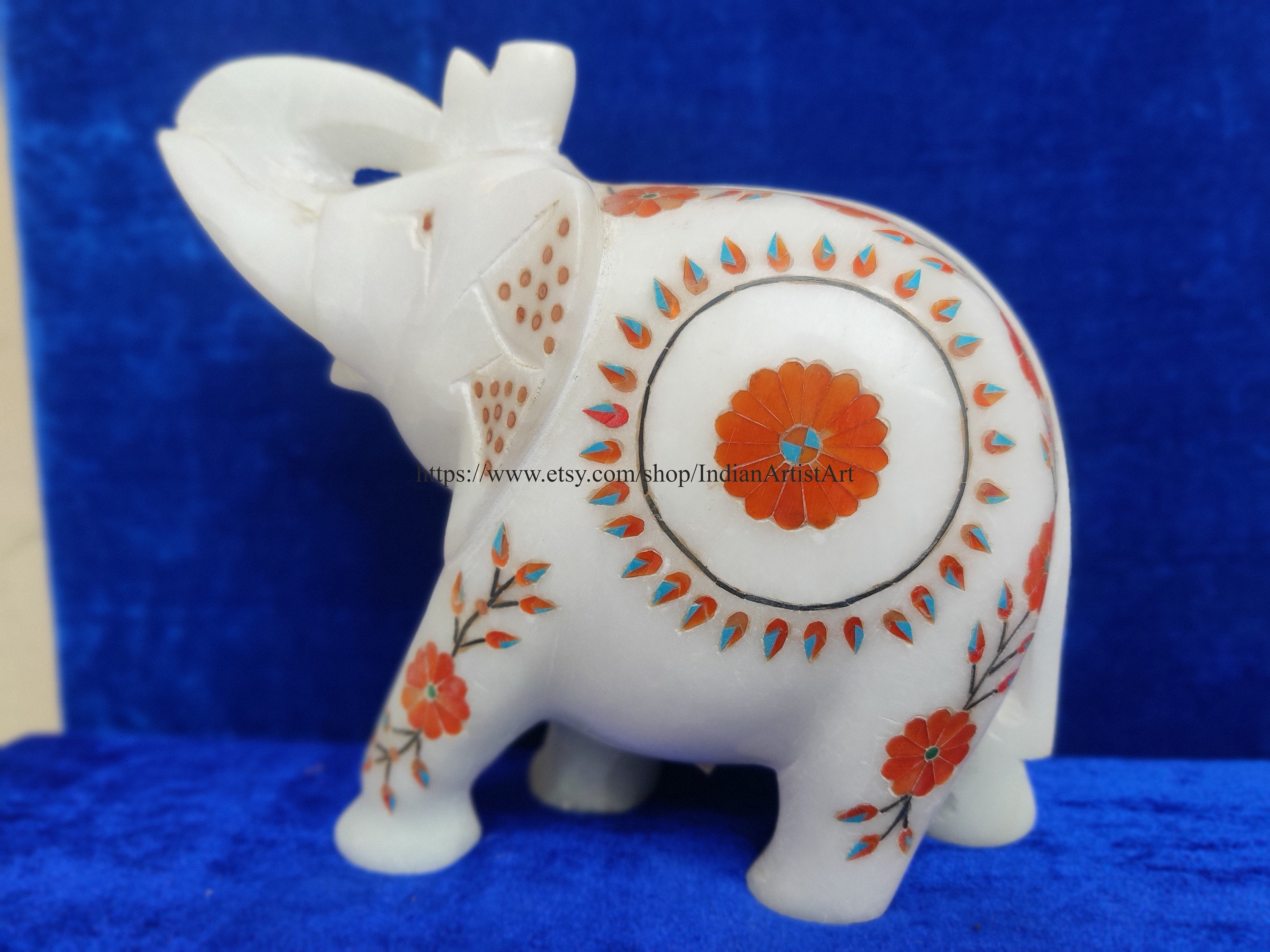 象嵌大理石象の置物：幸運を呼ぶ室内装飾 - Etsy 日本