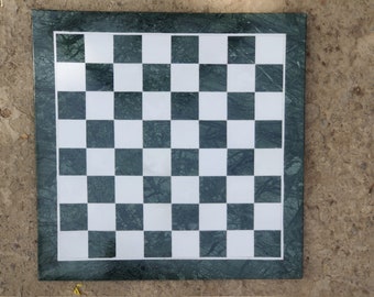 Green Marble Chess Table Top / Chess Board for Christmas Gifts Idea / Chess Table without Chess Pieces