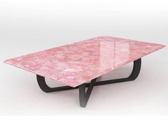 Handmade Pink Rose Quartz Table Top: Dining or Coffee Table Decor