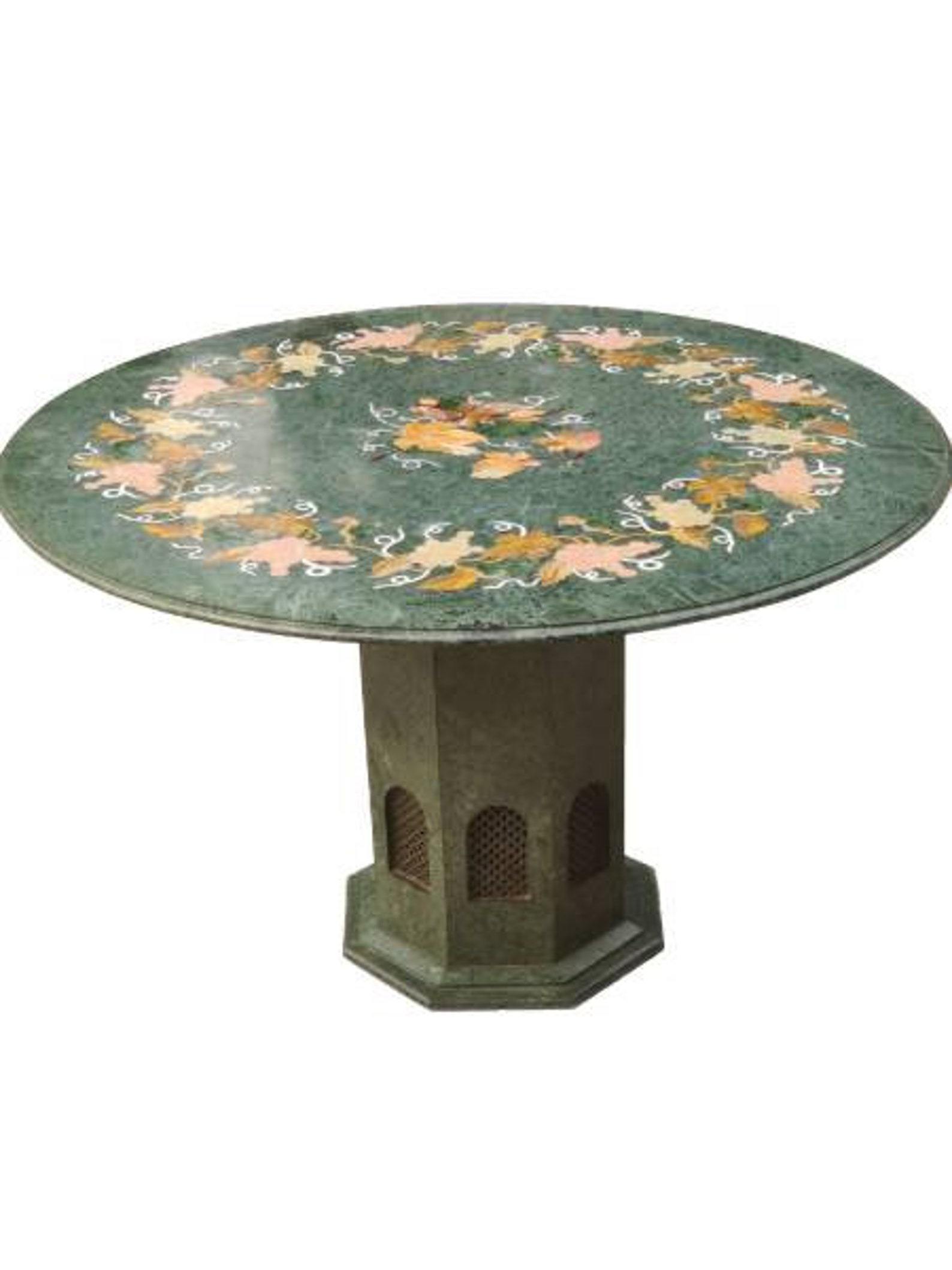 Green Marble Dining Table Top Round Table Top with Inlay Art Etsy