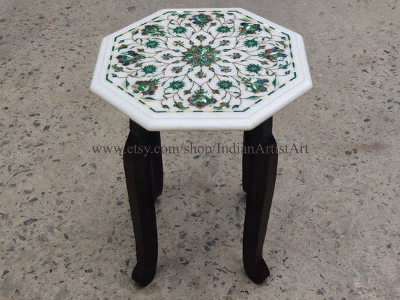 White Marble Inlay Art Table Top Living Room Furniture Etsy UK