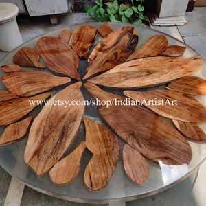 Handmade Live Edge Wood Epoxy Resin Table: Round Coffee or Dining Table