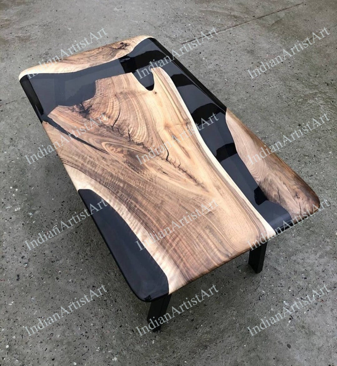 Epoxy Table / Live Edge Black Epoxy Table Top / Handmade Wooden