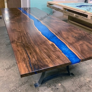 Blue River Table Top / Wooden Epoxy Table Top / Custom Made order / Customize Epoxy Dining Table Top / Handmade Wooden Epoxy Dining Tables
