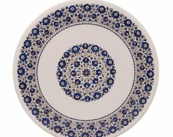 Blue Lapis Lazuli Inlaid Marble Table Top: Rose Flower Design
