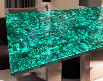 Malachite & Marble Inlay Table Top: Outdoor Garden Decor