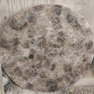 Smoky Quartz Table Top: Semi Precious Stone Slab, Round Coffee Table