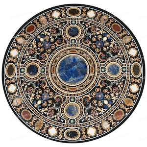 Italian Pietra Dura Design Dining Table Top / Indian Handmade Italian design Dining Tables for office and home / Semi Precious Stone Inlaid
