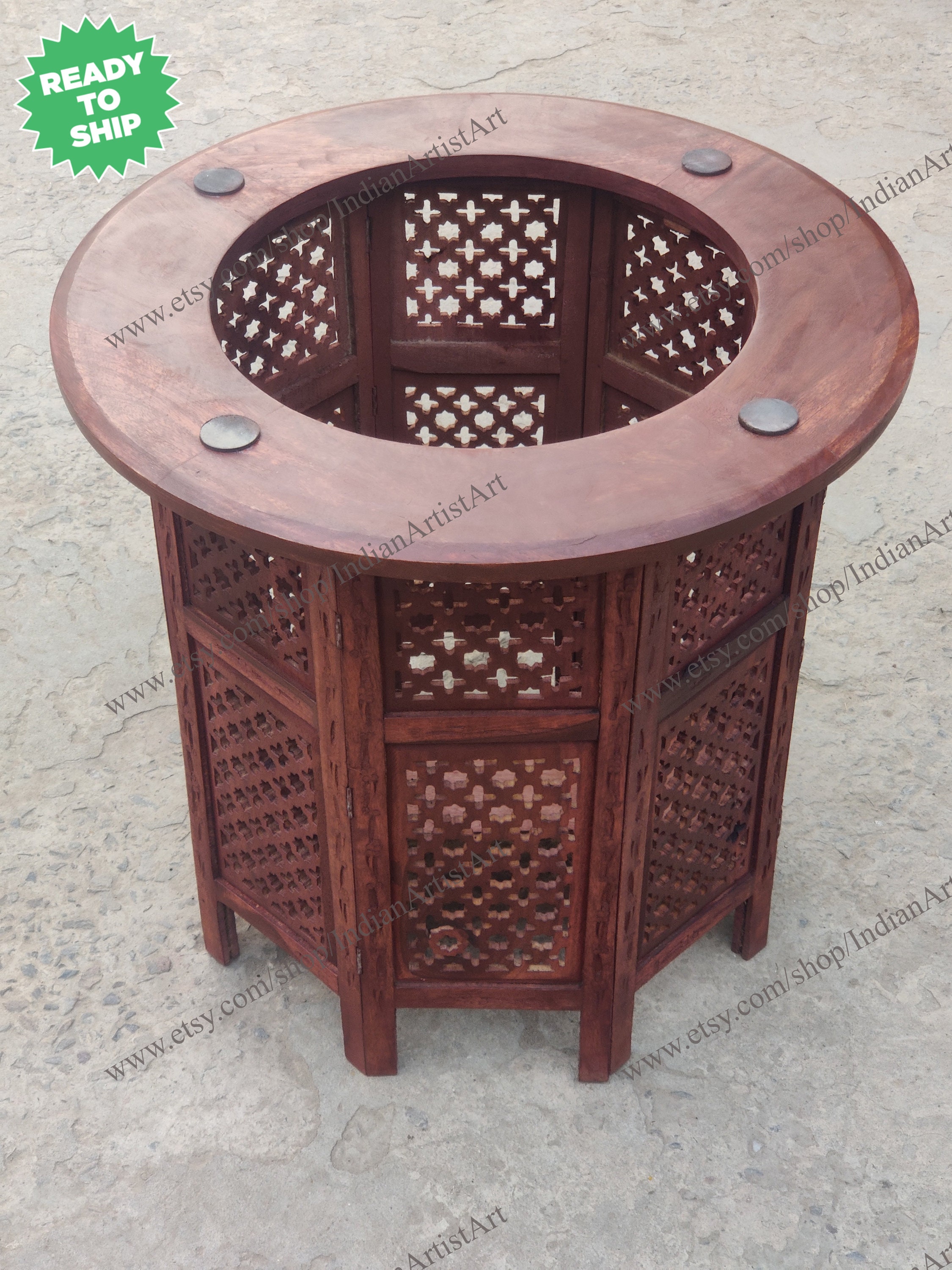 Sheesham Wood Carved Folding Table FAST SHIPPING IN 24 HOURS ITEM LOCATED IN USA 