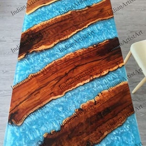 Epoxy Table / Wooden Epoxy Table Top / Blue River Epoxy Resin Table Top / Handmade wooden furniture / Luxury Epoxy Dining Table / HOME DECOR