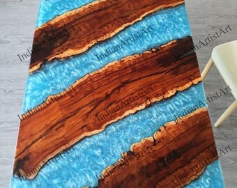 Acacia Wood Epoxy River Table: Handmade Luxury Dining Table