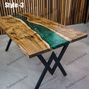 Green Epoxy Acacia Wood Table Top: Living Room Decor