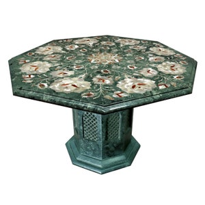 Green Marble Octagon Table Top for garden and Living room decoration, Decorate your Office and Balcony with Indian Green Marble Table top